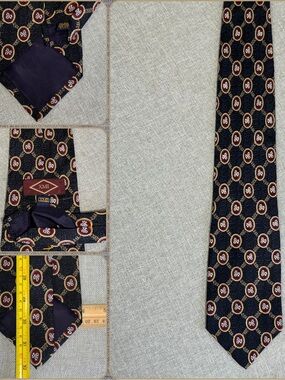 Vintage XMI Silk Medallion Wide Extra Long Tie USA Made